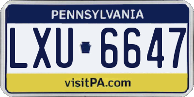 PA license plate LXU6647