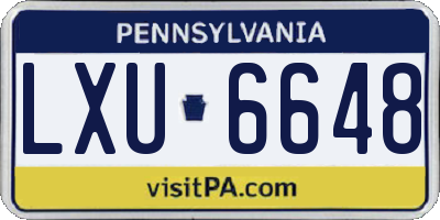 PA license plate LXU6648
