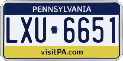 PA license plate LXU6651