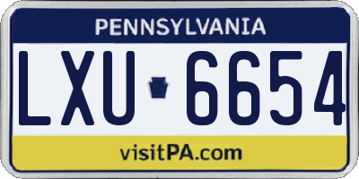 PA license plate LXU6654