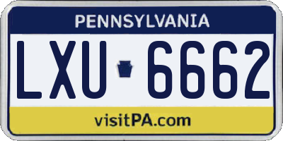 PA license plate LXU6662