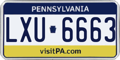 PA license plate LXU6663