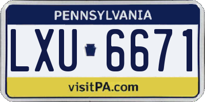 PA license plate LXU6671