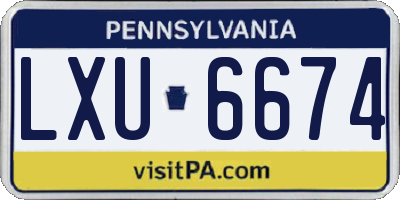 PA license plate LXU6674