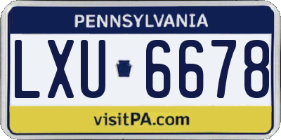 PA license plate LXU6678