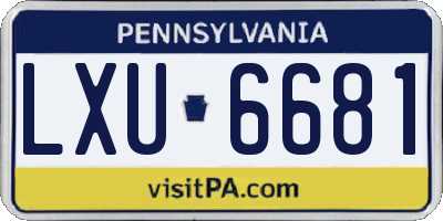 PA license plate LXU6681