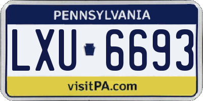 PA license plate LXU6693