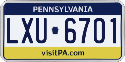 PA license plate LXU6701