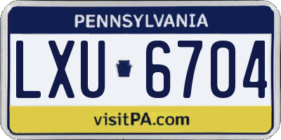 PA license plate LXU6704