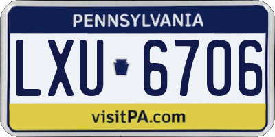 PA license plate LXU6706