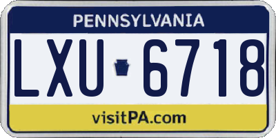 PA license plate LXU6718