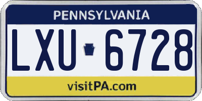 PA license plate LXU6728