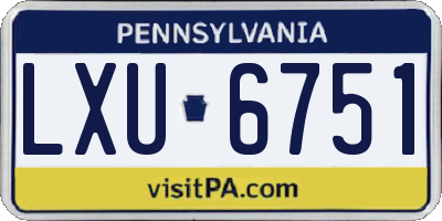 PA license plate LXU6751