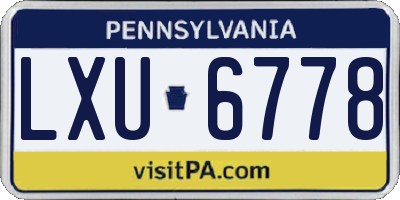 PA license plate LXU6778