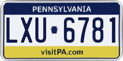 PA license plate LXU6781