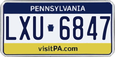 PA license plate LXU6847