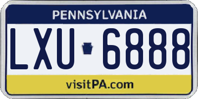PA license plate LXU6888