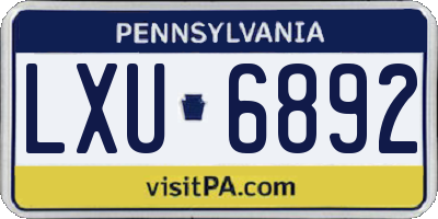 PA license plate LXU6892