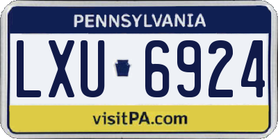 PA license plate LXU6924