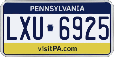 PA license plate LXU6925