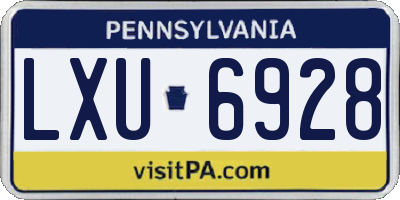 PA license plate LXU6928