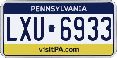 PA license plate LXU6933