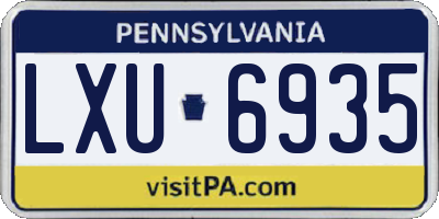 PA license plate LXU6935