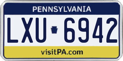 PA license plate LXU6942