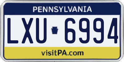 PA license plate LXU6994
