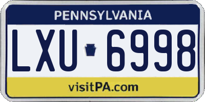 PA license plate LXU6998