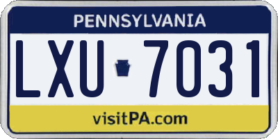 PA license plate LXU7031