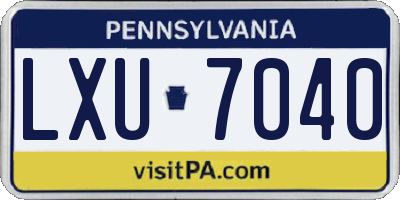 PA license plate LXU7040