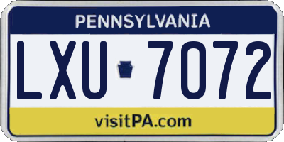 PA license plate LXU7072