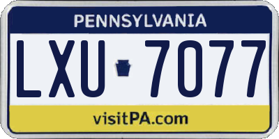 PA license plate LXU7077
