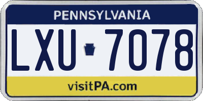 PA license plate LXU7078