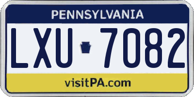 PA license plate LXU7082