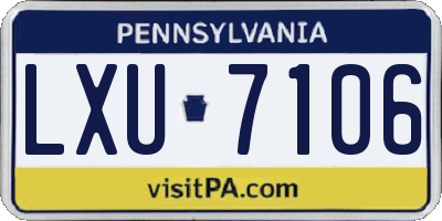 PA license plate LXU7106