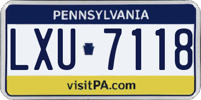 PA license plate LXU7118