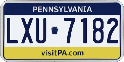 PA license plate LXU7182
