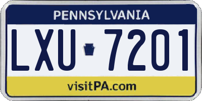 PA license plate LXU7201