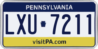 PA license plate LXU7211