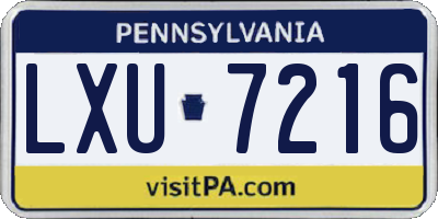PA license plate LXU7216