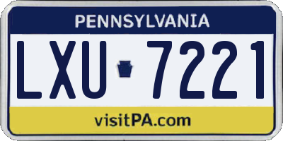 PA license plate LXU7221