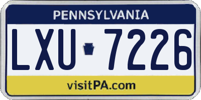 PA license plate LXU7226