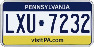 PA license plate LXU7232