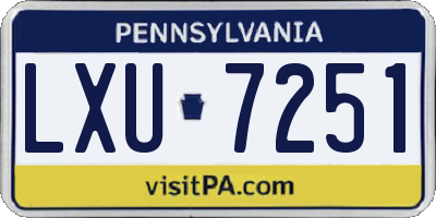 PA license plate LXU7251