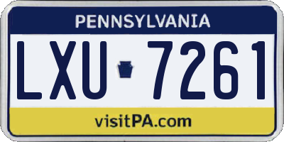 PA license plate LXU7261