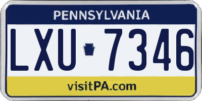 PA license plate LXU7346