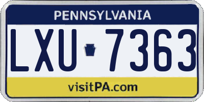 PA license plate LXU7363