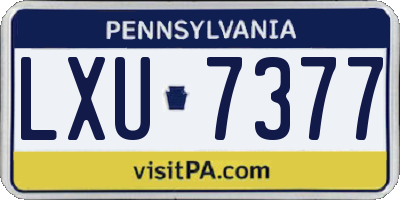 PA license plate LXU7377